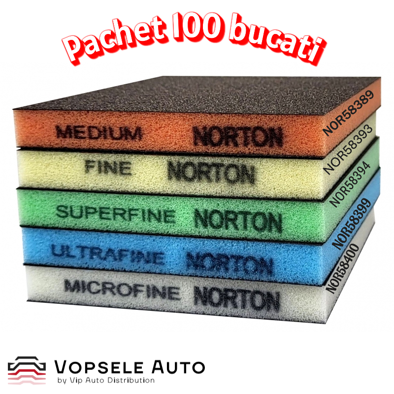 Pachet 100 bucati Bureti abrazivi DUO, Norton